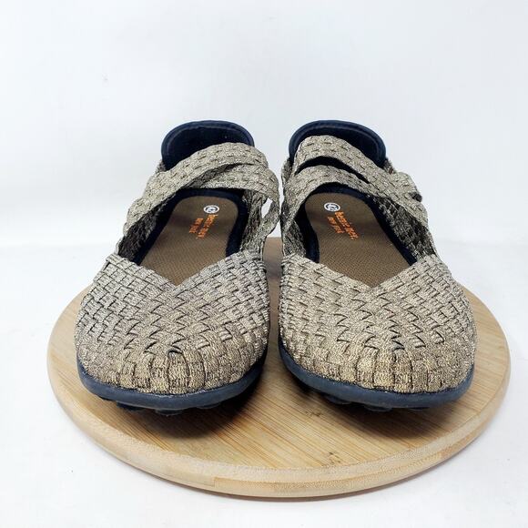 Bernie Mev Shoes Womens 42 Charm Gold Metallic Slip On Mary Jane‎ Flat Sandals - Picture 3 of 13